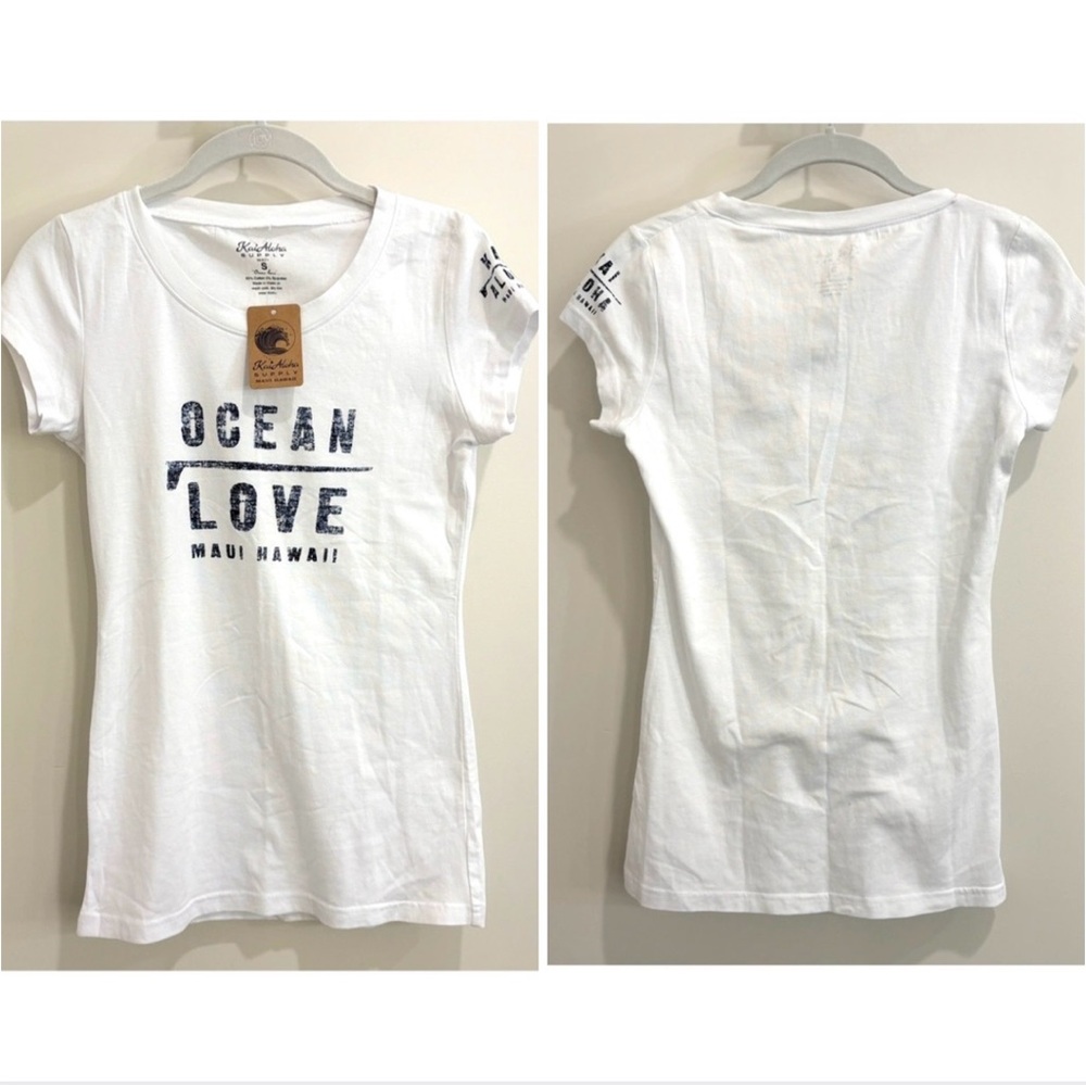 🌊 Kai Aloha Supply “Ocean Is Love” Fitted Cap Sleeve Tee - Wmn. Size Small 🌊